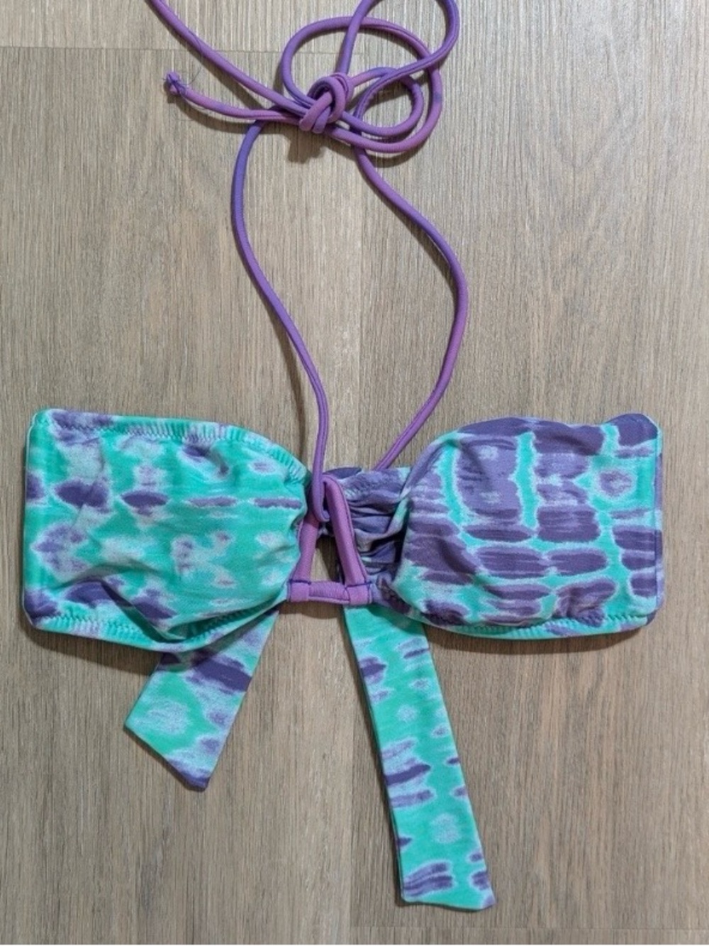 ❤️American Eagle Outfitters Purple & Teal Tie-Dye Bandeau Bikini Top
